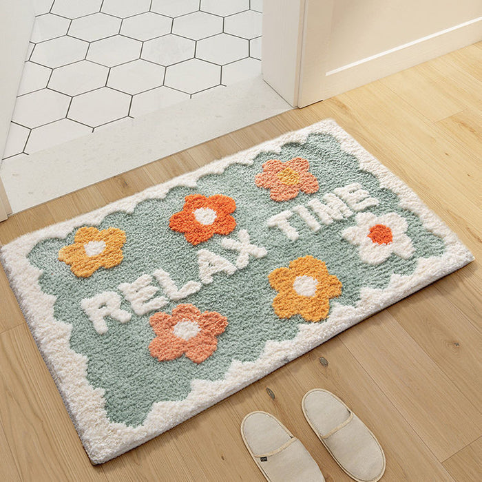 Simple Bathroom Floret Flower Rugs
